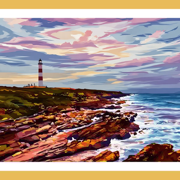 Tarbat Ness Lighthouse East Scotland Greeting Card A5 Size 