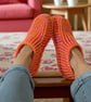 Pink & Orange Crochet Slipper Socks – Handmade Cosy Socks - Image 6
