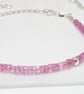 Dainty Pink Topaz Bracelet in Sterling Silver - Handcrafted Jewelry. Adiustable 