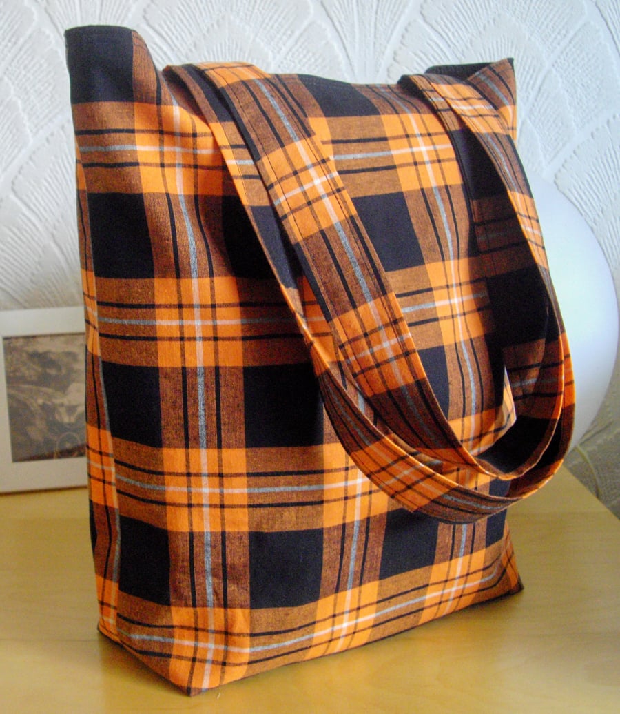 Tartan tote bag shopper tartan bag reversible bag