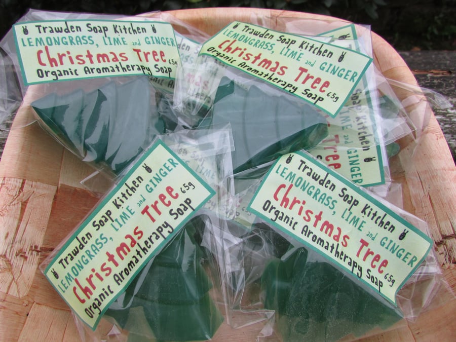 Christmas tree novelty soap - lemongrass, lime and ginger