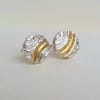 Fine Silver and gold textured stud earrings 