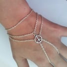 Peace Sign Hippie Hand Chain Bracelet 60s Retro