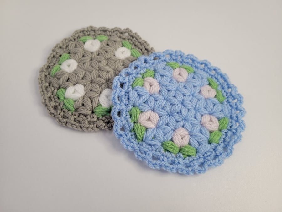 Round Crochet Floral Pattern Coasters