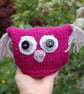 Tea cosy -   owl - hand knitted - to fit a 1  cup small teapot