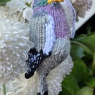 Wood pigeon hand knit tree decoration 