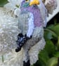 Wood pigeon hand knit tree decoration 