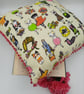 Crazy cats 16" cushion cover with pink bobble trim, free uk delivery.    - Image 6