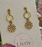 White Flower Dangle Earrings, Enamel Floral Charms, Handmade Jewellery - Image 3