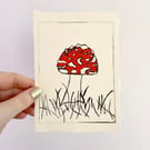 Toadstool Fly Agaric Mushroom Handmade A6 Print