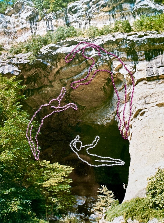 Hand embroidered vintage book page