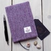A6 Harris Tweed covered 2020 diary in purple and grey herringbone. Week to view