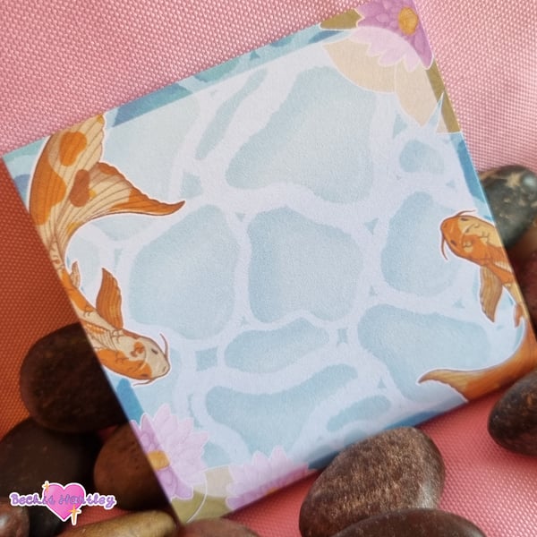 Koi Pond Sticky Notes, Memo pad - Stationery Gifts - Notes