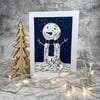 Perfectly Imperfect Linocut Print Snowman Card