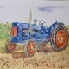 Art print Fordson Major vintage tractor from original watercolour
