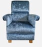 Teal Blue Velvet Armchair Adult Chair Accent Small Nursery Bedroom Crushed - Image 1