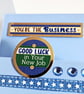 "Good Luck In Your New Job" Blue Handmade Stepper Card With Teddy Bear In Suit - Image 4