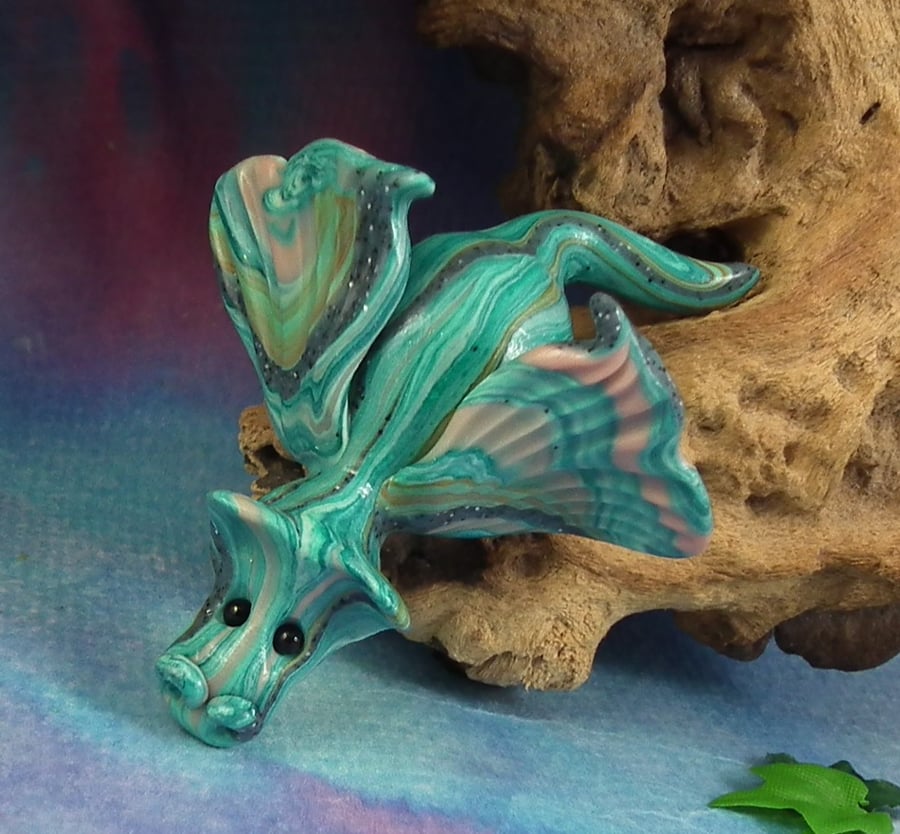 Tiny Elemental Ocean Dragon 'Mertha' OOAK Sculpt by artist Ann Galvin
