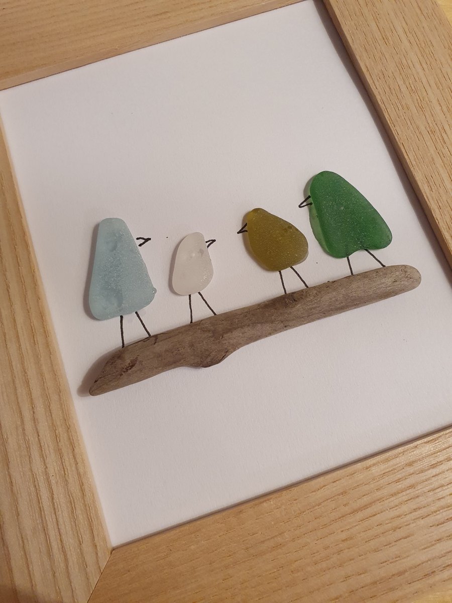 Seaglass Bird Family Picture