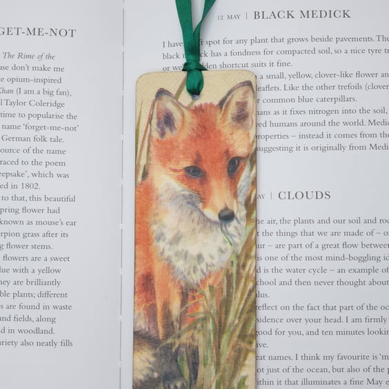Fox wooden bookmark, British wildlife gift, nature lover bookmark 