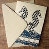 Screen printed blank greetings card - Seahorse (blue)