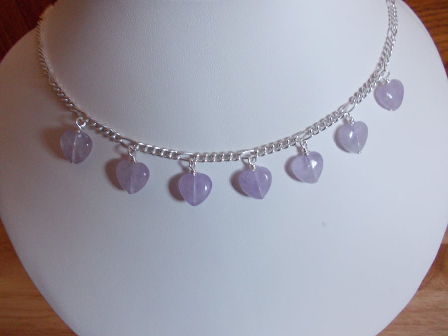 Amethyst heart charm necklace
