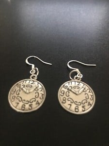 clock charm hook earrings
