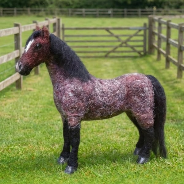 Handmade Needle Felted Bay Roan Horse 