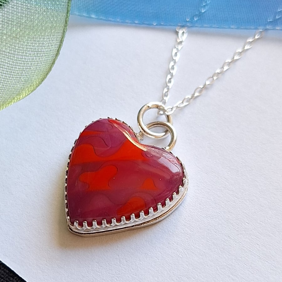 Swirly Resin Heart Pendant