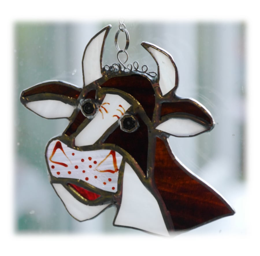 SOLD Cow Suncatcher Stained Glass Farm Animal Farm 007