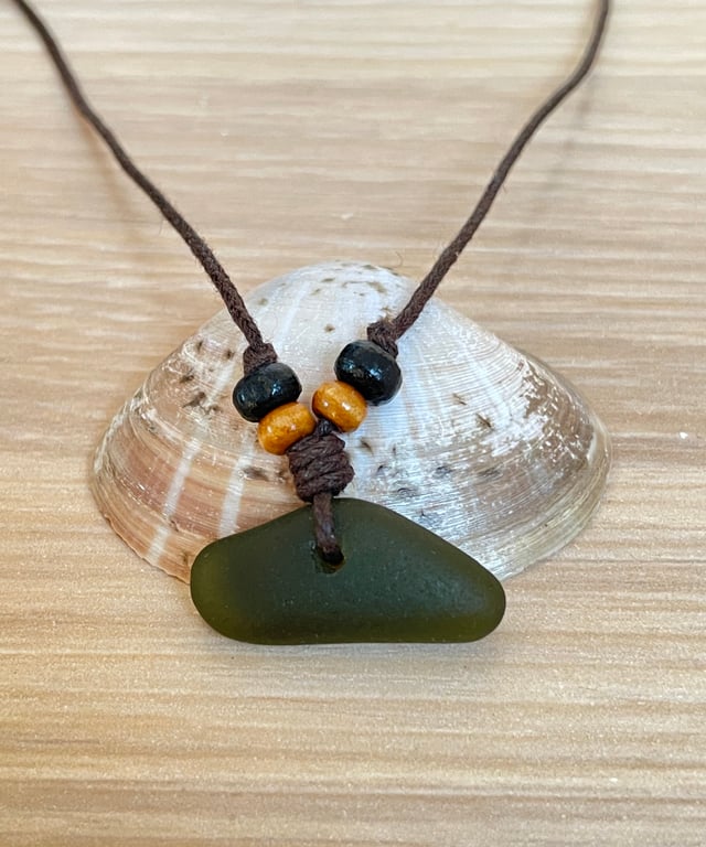 Adjustable Green Sea Glass Necklace
