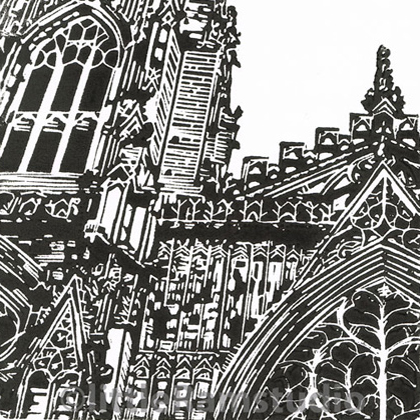 York Minster West Window - Original Hand Pulled Linocut Print