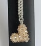 Handbag Charm, Golden Crystal Puffed Heart, with a Chainmaille Chain and Keyring - Image 1