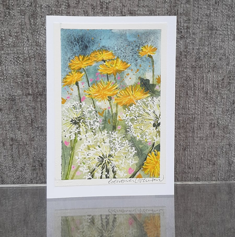 Dandelions. Original Watercolour. Blank Card. 260145