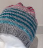 Handknit Noro Stripey 100% wool hatTerracotta Grey Medium - Image 7