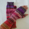 Hand knitted fingerless gloves - MULTICOLOURED