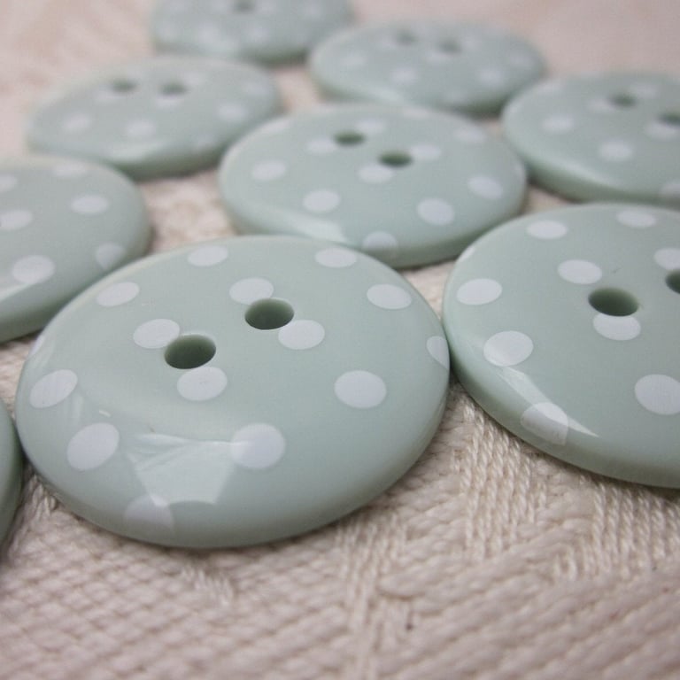 10 Sage Green Polkadot Buttons