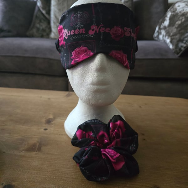 Sleep mask with a matching scrunchie