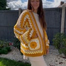 Sunflower crochet cardigan