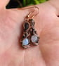 Natural Wire Wrapped Moonstone & Copper Dangle Earrings Gift Crystal Jewellery  - Image 3
