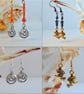 Halloween Set Of 4 Witch & Pumpkin Spooky Earrings, Value Pack, Includes UK P&P