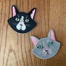 Cat face corner bookmark. Cute cat embroidered cat page keeper .