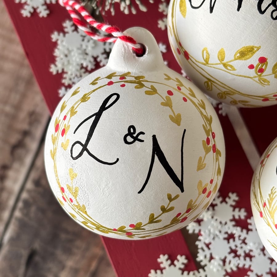 Personalised Ceramic Christmas Bauble, Christmas Tree Decoration 