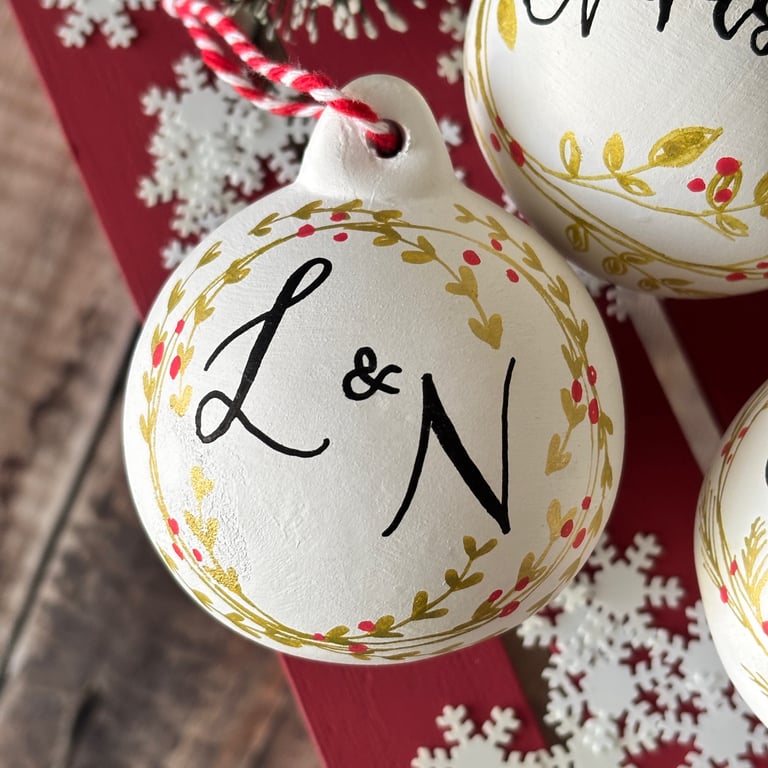 Personalised Ceramic Christmas Bauble, Christmas Tree Decoration 