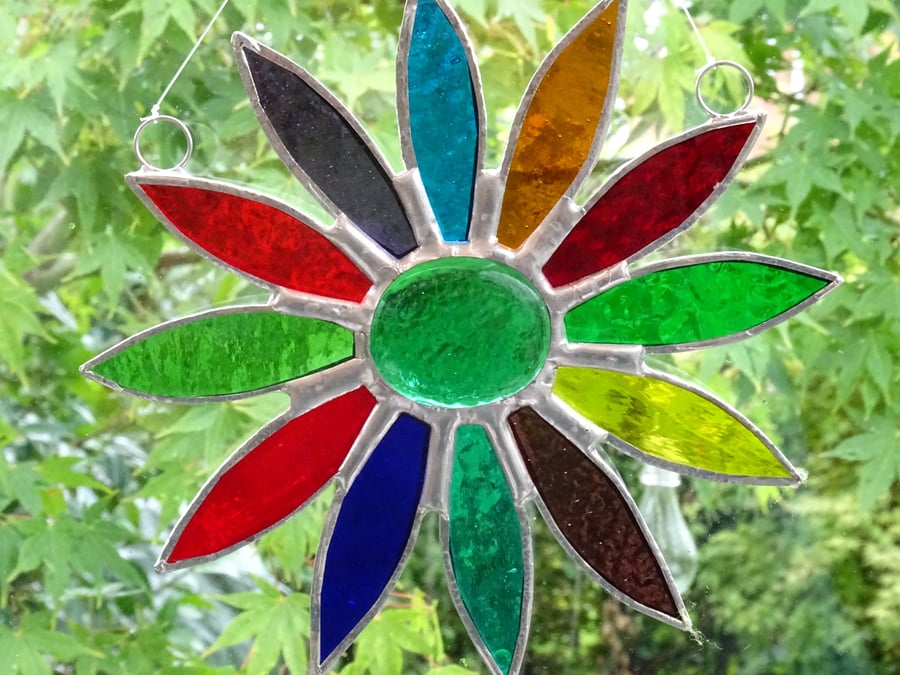 Stained Glass Daisy Suncatcher - Multi 
