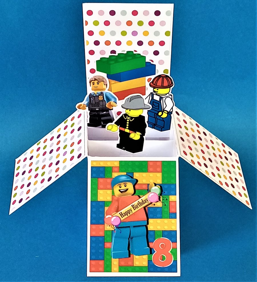 Lego style 8th Birthday Card 