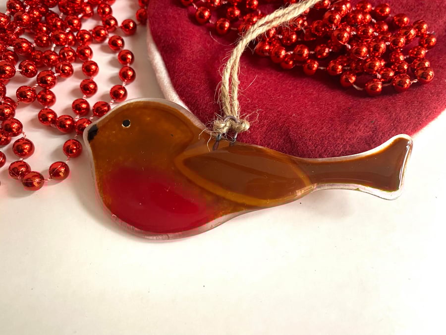 Fused Glass Robin Hanger
