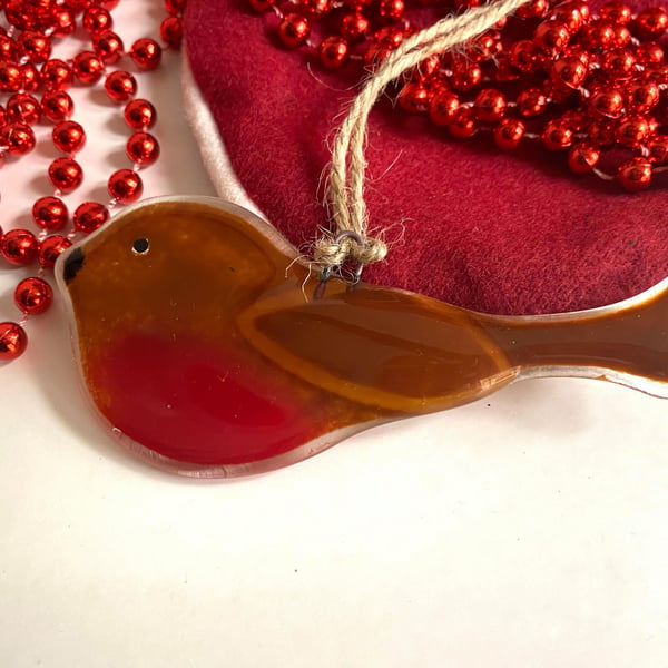 Fused Glass Robin Hanger