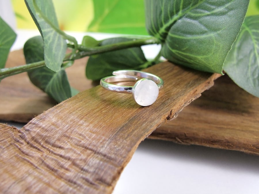 SECONDS SUNDAY - Sterling Silver and Rose Cut Moonstone Ring, Adjustable Fit