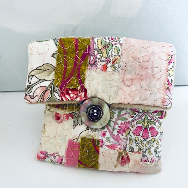 Pretty fabric pouch in pastel colours, make up purse